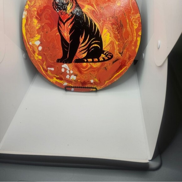 Handmade Tiger Painting Wall Art Decoration On Vinyl Record 12 Inch - Picture 2 of 7
